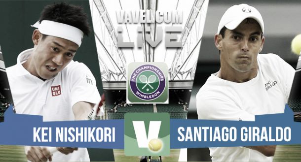 Resultado Kei Nishikori - Santiago Giraldo en Wimbledon 2015 (0-3)