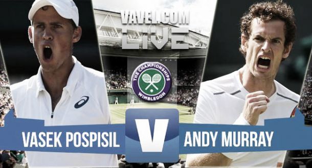 Result Vasek Pospisil - Andy Murray in Wimbledon 2015 Quarter-Final (4-6, 5-7, 4-6)