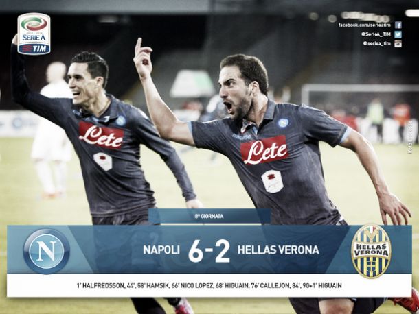 Il San Paolo sorride, Napoli batte Verona 6-2