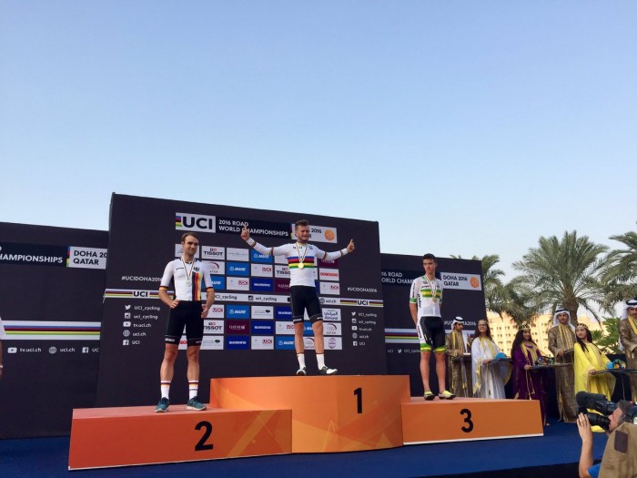 Ciclismo - Doha 2016: doppietta tedesca nella crono U23. Ganna è solo 14°