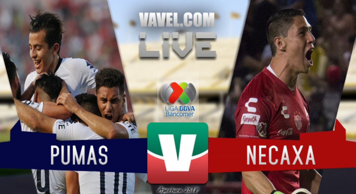 Pumas vs Necaxa en vivo online en Liga MX 2018 (0-0). Noticias en tiempo real
