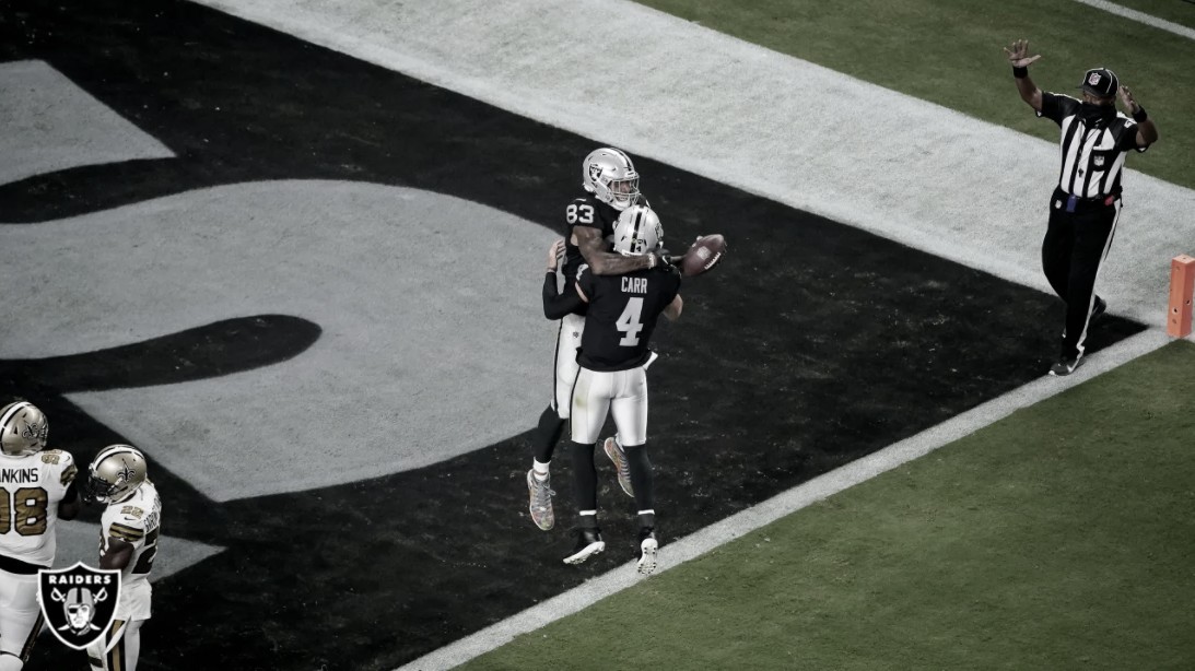 Raiders crescem no segundo quarto e vencem Saints na estreia do novo estádio Raiders crescem no segundo quarto e vencem Saints na estreia do novo estádio