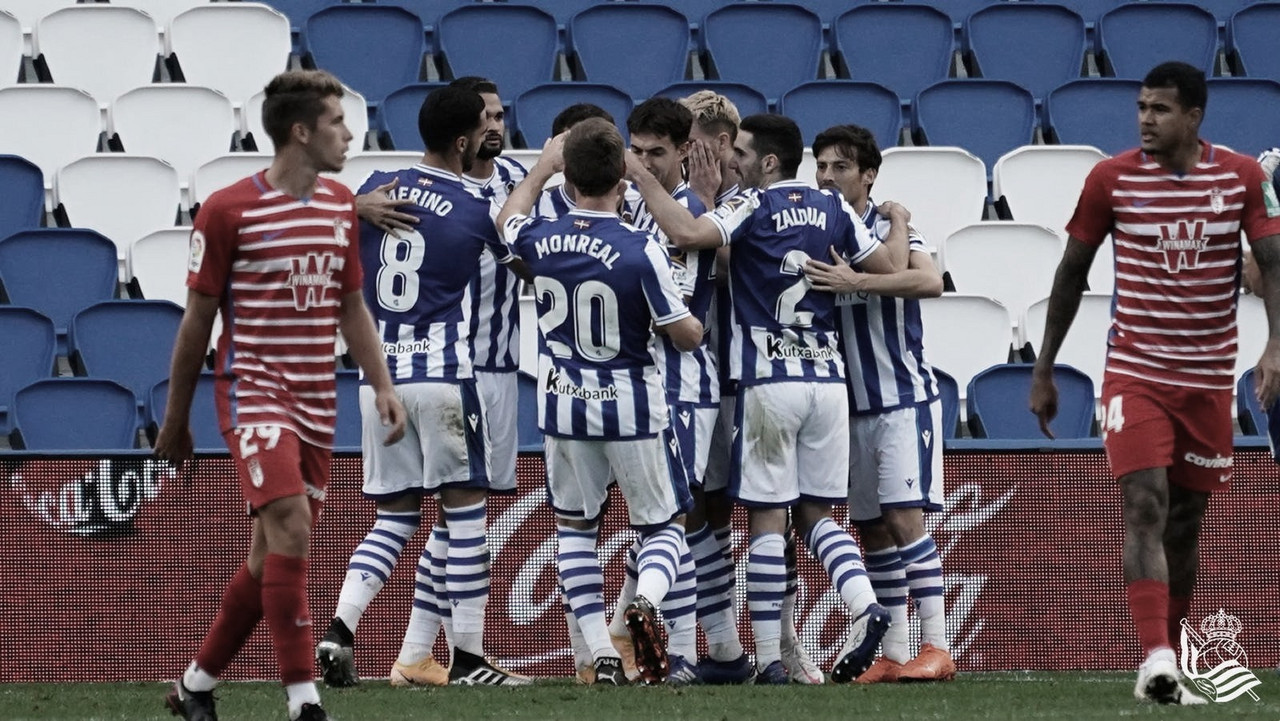Real
Sociedad vence Granada com absoluto domínio e se mantém na liderança de LaLiga