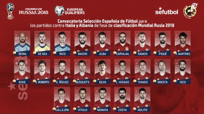 Com retorno de Iniesta e Isco, Lopetegui convoca Seleção Espanhola para as eliminatórias