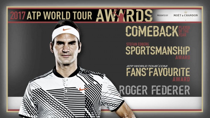 Atp Awards 2017, domina Roger Federer