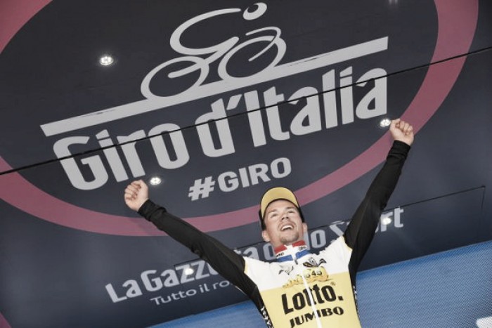 Giro d'Italia, a Roglic la crono del Chianti. Brambilla in rosa per un secondo, distacchi minimi tra i big