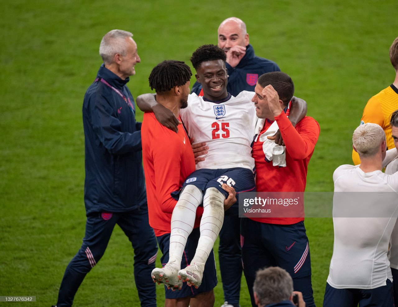 Bukayo Saka mocked for taking shirt off after England goal - but