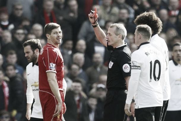 Steven Gerrard apologises for his dismissal against rivals Manchester United