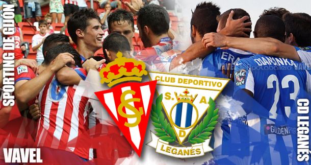 Sporting de Gijón - Leganés: prueba en diferentes alturas con un mismo objetivo