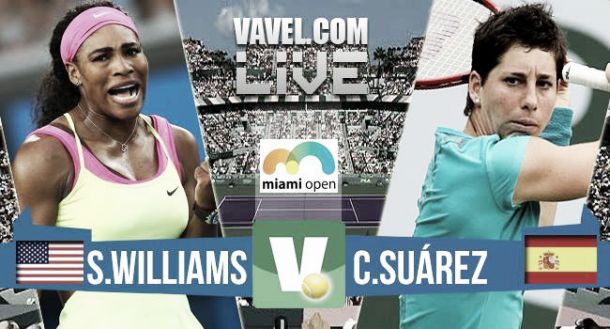 Resultado Serena Williams - Carla Suárez en Miami 2015 (2-0)