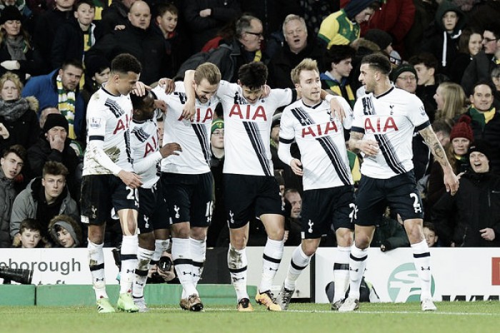 Com gols de Dele Alli e Kane, Tottenham vence Norwich e entra na zona da Champions