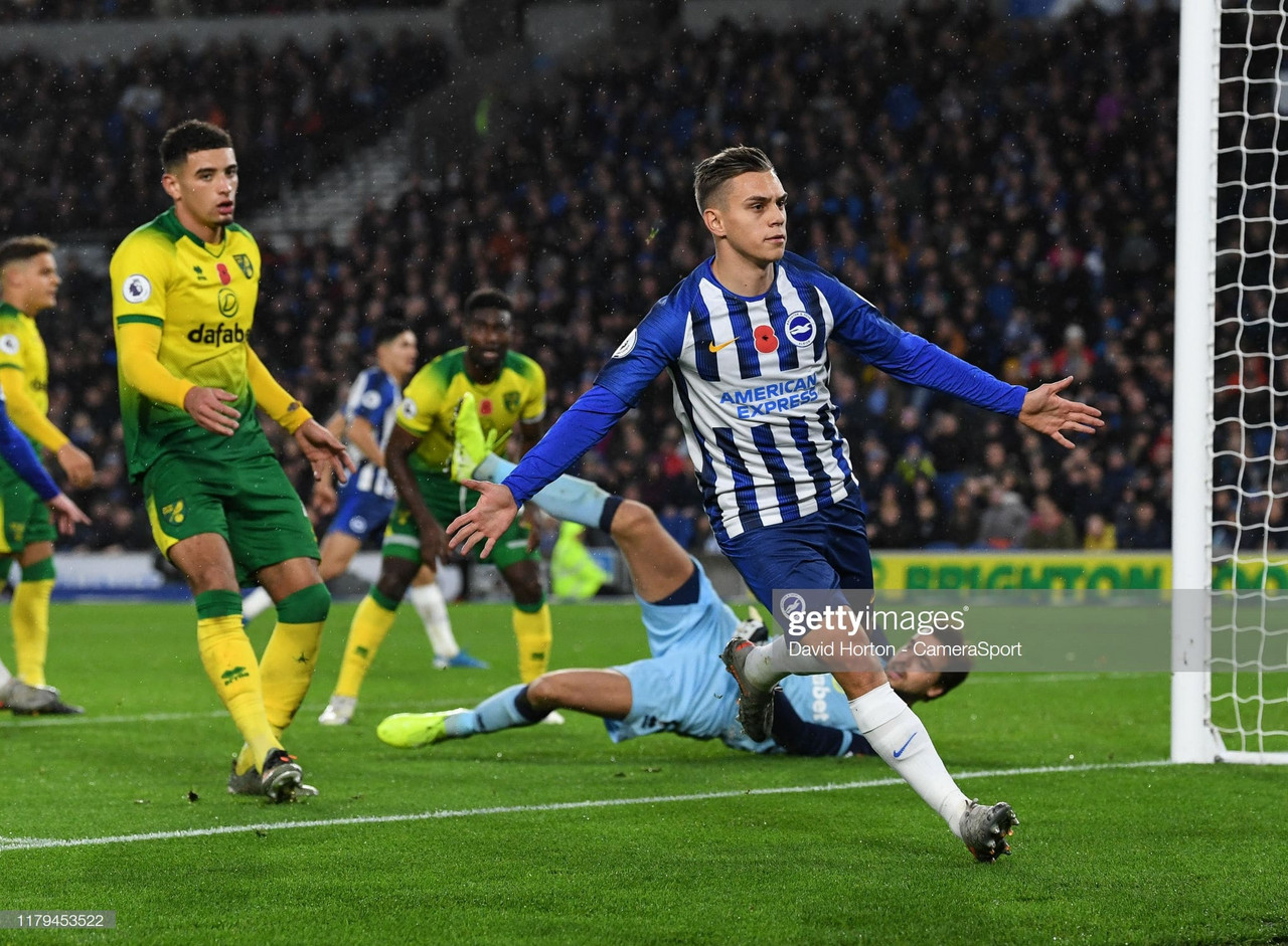 Brighton 2-0 Norwich: Third successive home victory piles misery on the visitors