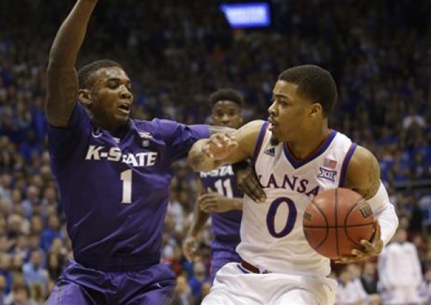 Four Double Digit Scorers Lead Kansas To Victory Over Kansas State 68-57