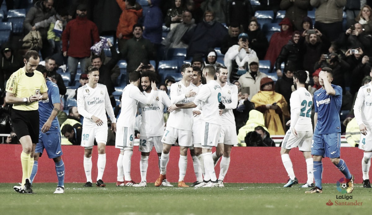 Cristiano Ronaldo faz dois e Real Madrid supera Getafe no retorno de Marcelo
