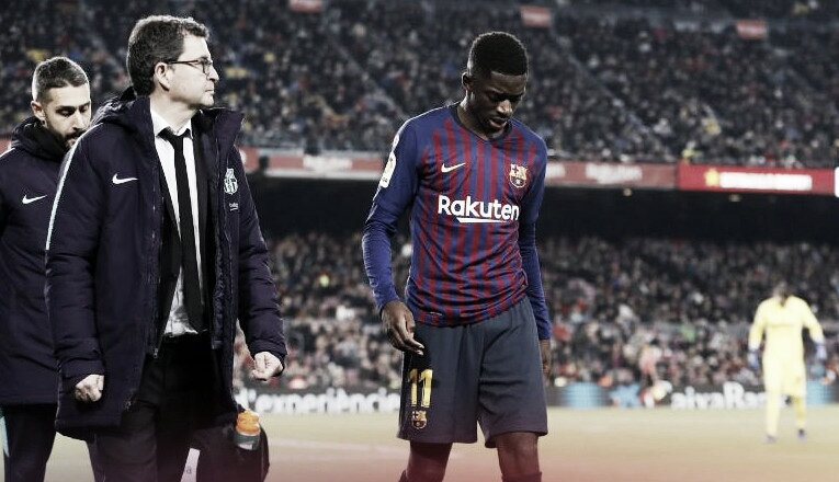 Barcelona confirma lesão de Dembélé que ficará duas semanas em recuperação