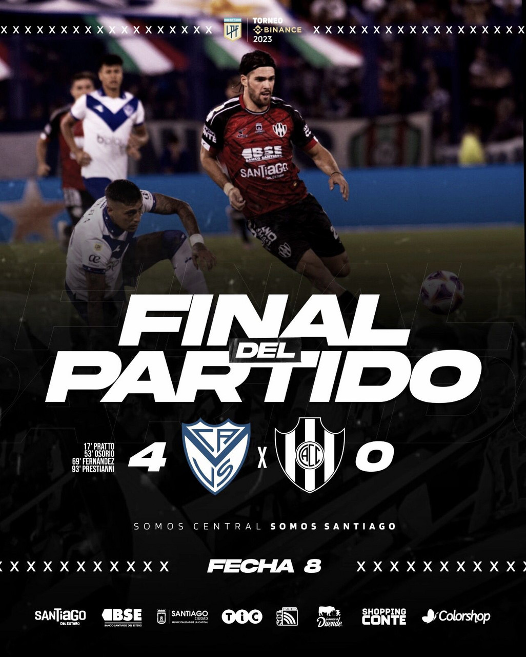 Central Córdoba cayó 4 a 0 ante Vélez
