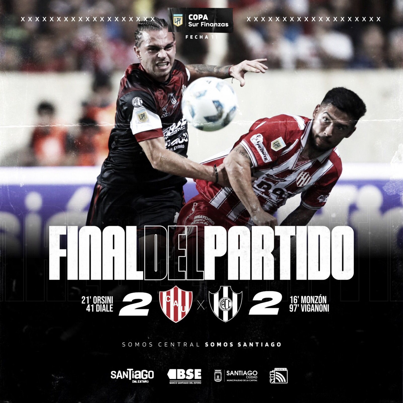 Central Córdoba y Unión igualaron 2-2